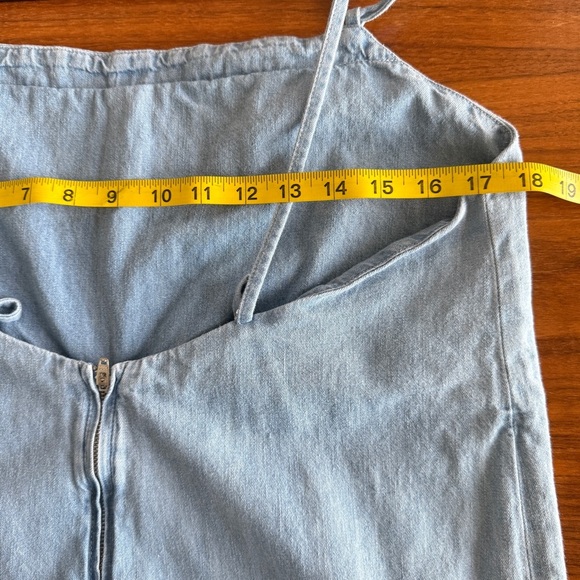 APC light Blue Denim Wide Leg Square Neck Tie Back Jumpsuit sz 42. XL - Picture 12 of 16